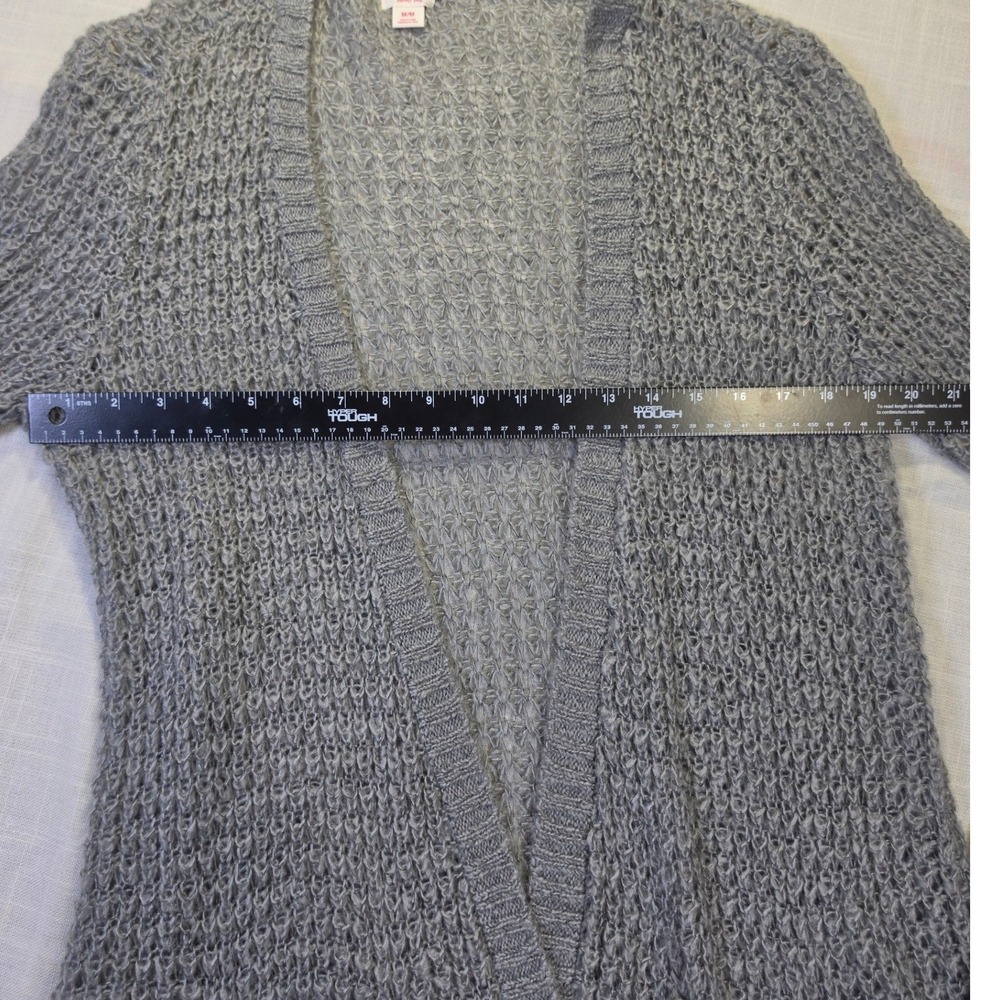 Mossimo Supply Co Gray Open Front Textured Knit Cardigan Sweater Womens Medium - Picture 3 of 12